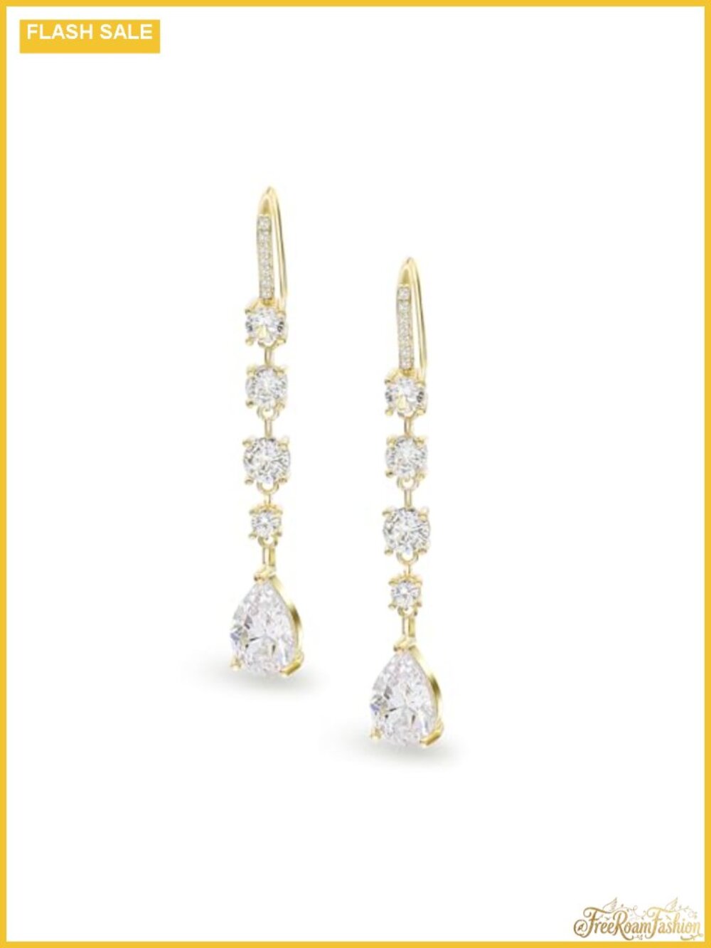 Teardrop CZ Dangle Earrings Long Hook Wedding Bridesmaid Jewelry